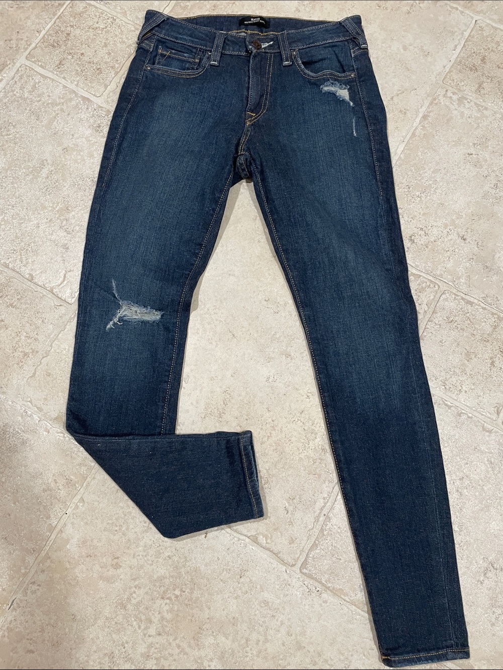 True religion Dark wash Skinny Jeans with Distressed Detail